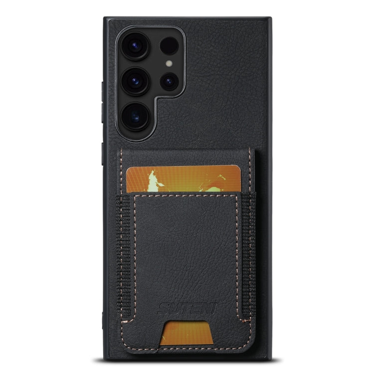 For Samsuny Galaxy S24 Ultrra 5G Suteni H03 Litchi Leather Card Bag Stand Back Phone Case(Black) - free shipping - PMC Jewellery - Order now!