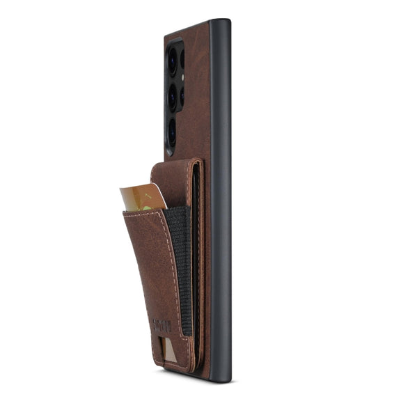 For Samsuny Galaxy S24 Ultrra 5G Suteni H03 Litchi Leather Card Bag Stand Back Phone Case(Brown)
