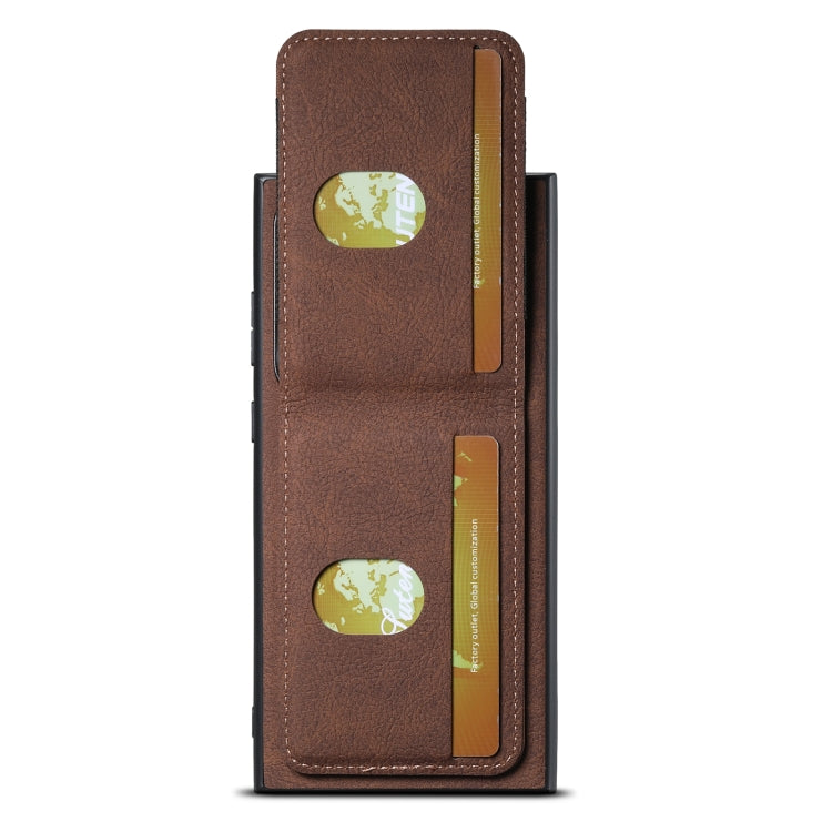 For Samsuny Galaxy S24 Ultrra 5G Suteni H03 Litchi Leather Card Bag Stand Back Phone Case(Brown)