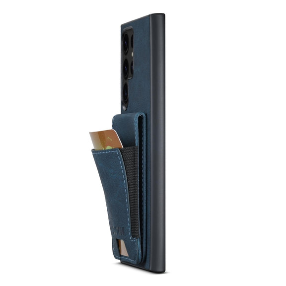 For Samsuny Galaxy S24 Ultrra 5G Suteni H03 Litchi Leather Card Bag Stand Back Phone Case(Blue)