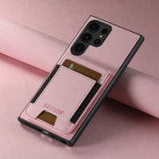For Samsuny Galaxy S24 Ultrra 5G Suteni H03 Litchi Leather Card Bag Stand Back Phone Case(Pink)