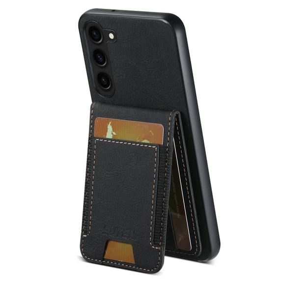 For Samsuny Galaxy S24+ 5G Suteni H03 Litchi Leather Card Bag Stand Back Phone Case(Black)