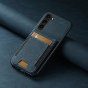 For Samsuny Galaxy S24+ 5G Suteni H03 Litchi Leather Card Bag Stand Back Phone Case(Blue)