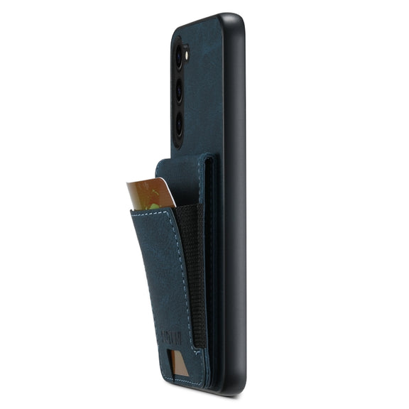 For Samsuny Galaxy S24+ 5G Suteni H03 Litchi Leather Card Bag Stand Back Phone Case(Blue)