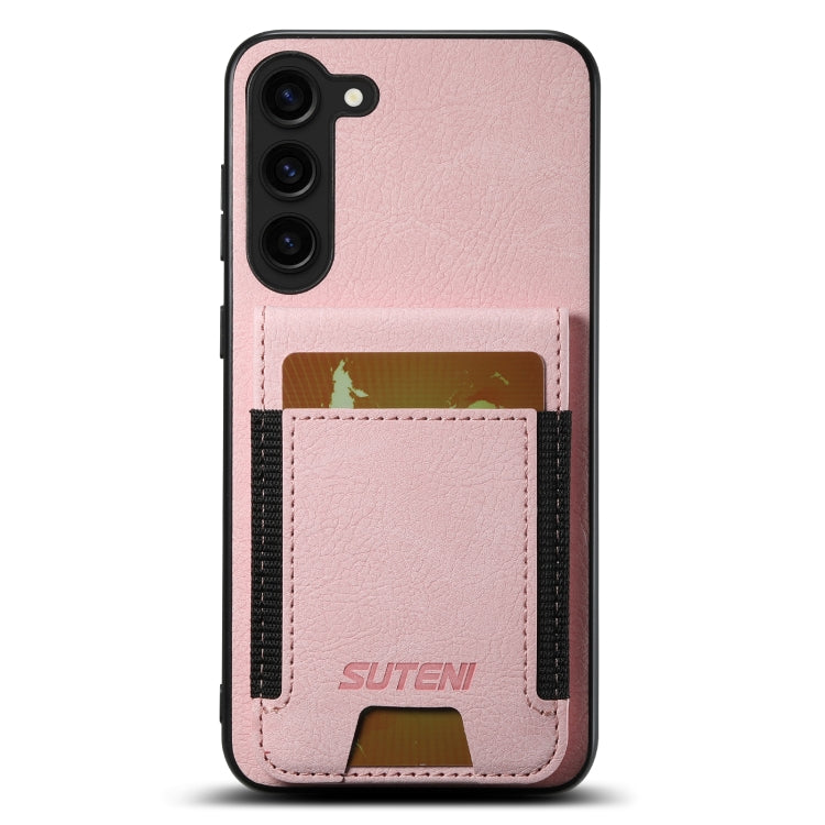 For Samsuny Galaxy S24+ 5G Suteni H03 Litchi Leather Card Bag Stand Back Phone Case(Pink) - free shipping - PMC Jewellery - Order now!
