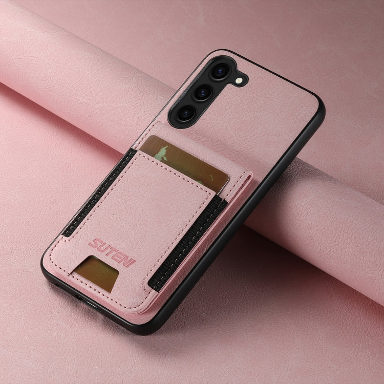 For Samsuny Galaxy S24+ 5G Suteni H03 Litchi Leather Card Bag Stand Back Phone Case(Pink) - free shipping - PMC Jewellery - Order now!