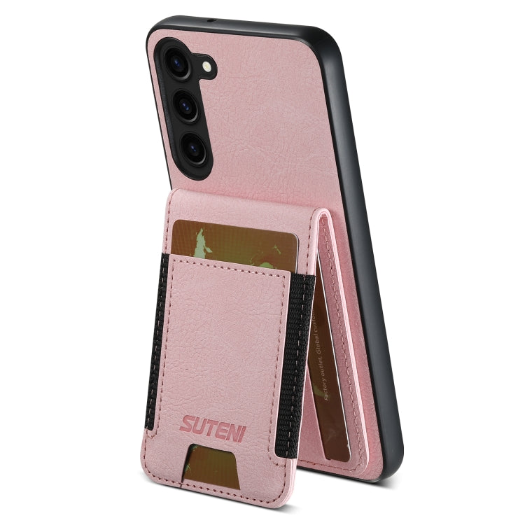 For Samsuny Galaxy S24+ 5G Suteni H03 Litchi Leather Card Bag Stand Back Phone Case(Pink) - free shipping - PMC Jewellery - Order now!
