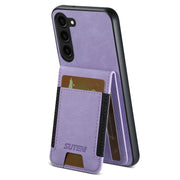 For Samsuny Galaxy S24+ 5G Suteni H03 Litchi Leather Card Bag Stand Back Phone Case(Purple)