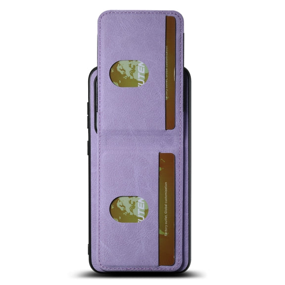 For Samsuny Galaxy S24+ 5G Suteni H03 Litchi Leather Card Bag Stand Back Phone Case(Purple)
