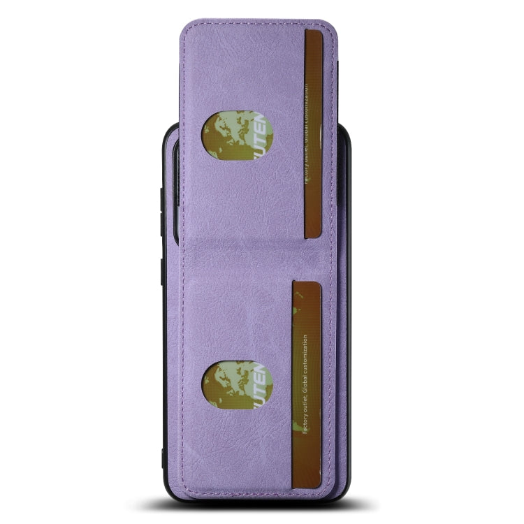 For Samsuny Galaxy S24+ 5G Suteni H03 Litchi Leather Card Bag Stand Back Phone Case(Purple)