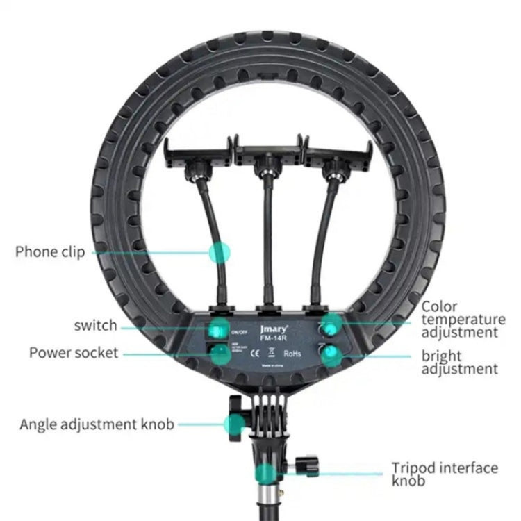 JMARY FM-14R Photography Light 14-inch Live Streaming Ring Light Photography LED Fill Light(US Plug)