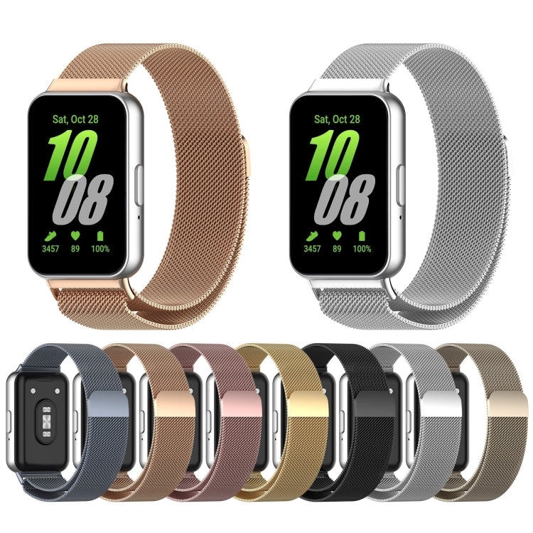For Samsung Galaxy Fit 3 Milanese Metal Steel Mesh Watch Band(Black)