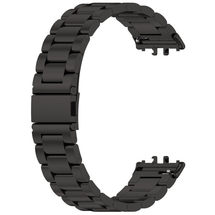 For Samsung Galaxy Fit 3 SM-R390 Three Bead Stainless Steel Metal Watch Band(Black) - Watch Bands by PMC TechLife | Online Shopping South Africa | PMC TechLife
