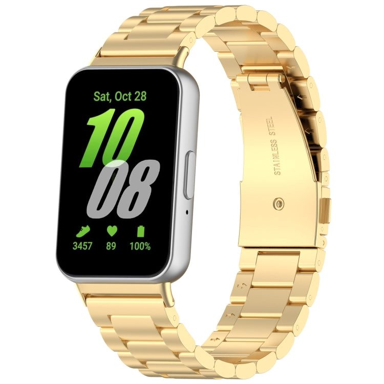 For Samsung Galaxy Fit 3 SM-R390 Three Bead Stainless Steel Metal Watch Band(Gold) - free shipping - PMC TechLife - Order now!