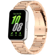For Samsung Galaxy Fit 3 SM-R390 Three Bead Stainless Steel Metal Watch Band(Rose Gold)
