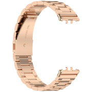 For Samsung Galaxy Fit 3 SM-R390 Three Bead Stainless Steel Metal Watch Band(Rose Gold)