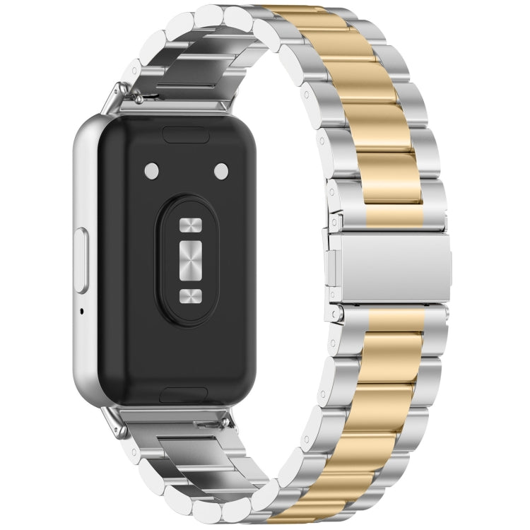 For Samsung Galaxy Fit 3 SM-R390 Three Bead Stainless Steel Metal Watch Band(Silver+Gold) - free shipping - PMC TechLife - Order now!