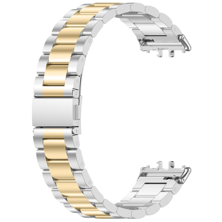 For Samsung Galaxy Fit 3 SM-R390 Three Bead Stainless Steel Metal Watch Band(Silver+Gold) - free shipping - PMC TechLife - Order now!
