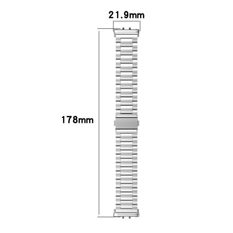 For Samsung Galaxy Fit 3 SM-R390 Three Bead Stainless Steel Metal Watch Band(Silver+Gold)
