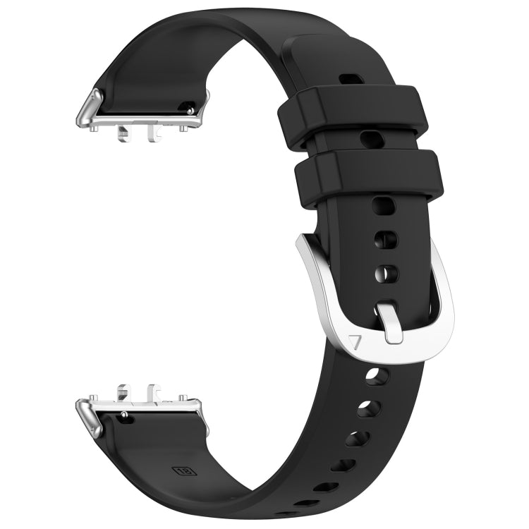 For Samsung Galaxy Fit 3 SM-R390 Metal Connector Liquid Glossy Silicone Watch Band(Black) - Watch Bands by PMC TechLife | Online Shopping South Africa | PMC TechLife