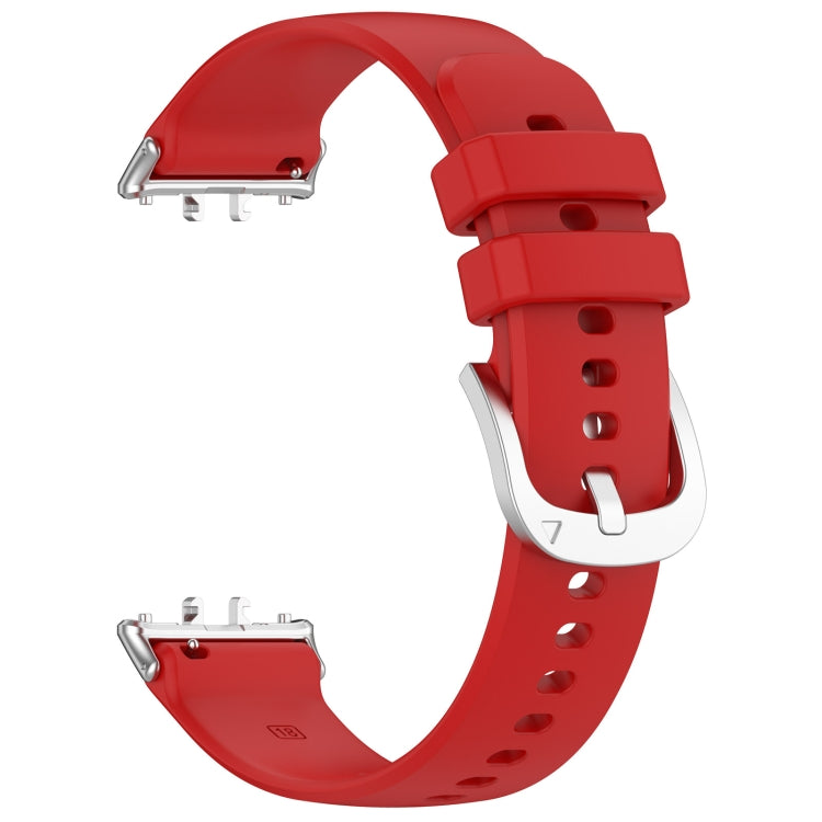 For Samsung Galaxy Fit 3 SM-R390 Metal Connector Liquid Glossy Silicone Watch Band(Red)