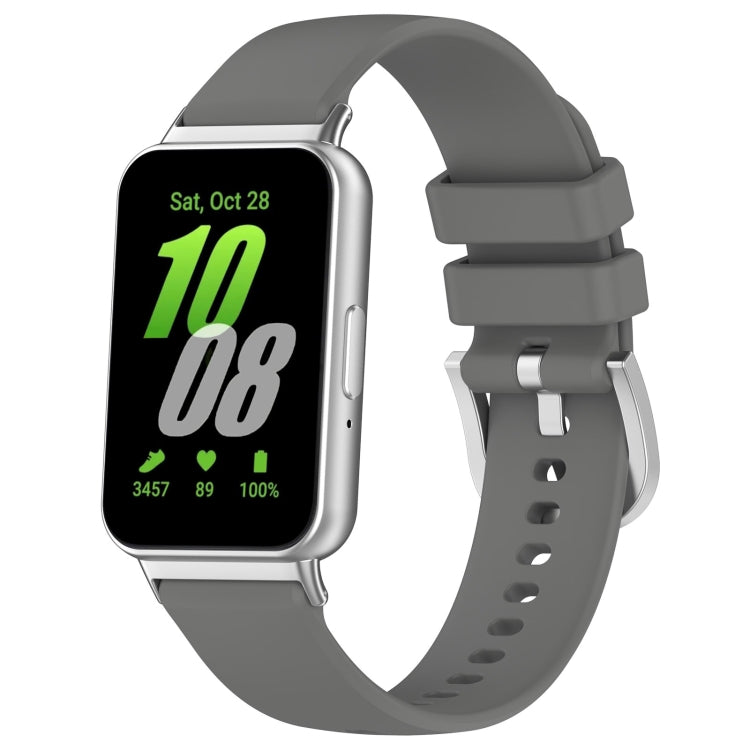 For Samsung Galaxy Fit 3 SM-R390 Metal Connector Liquid Glossy Silicone Watch Band(Dark Gray) - Watch Bands by PMC TechLife | Online Shopping South Africa | PMC TechLife
