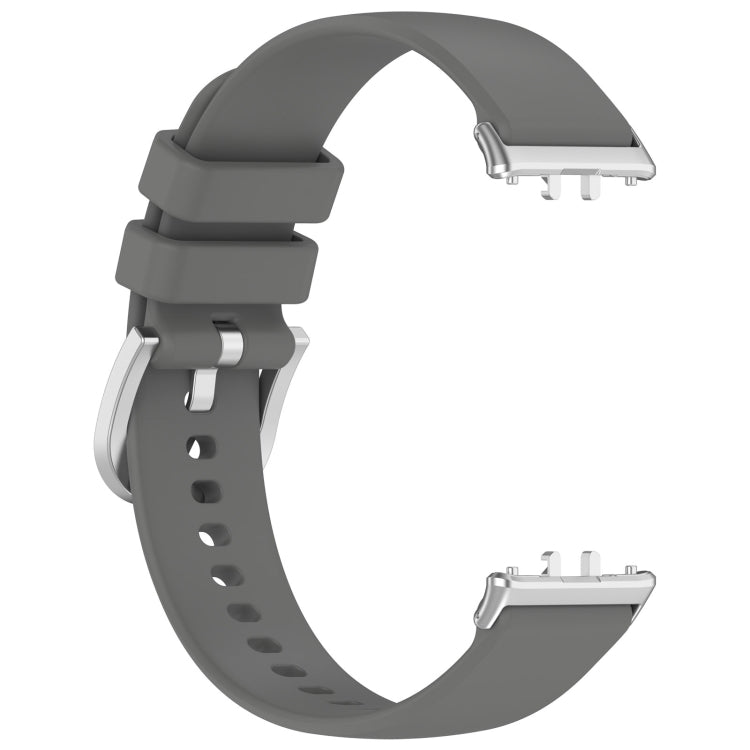 For Samsung Galaxy Fit 3 SM-R390 Metal Connector Liquid Glossy Silicone Watch Band(Dark Gray) - Watch Bands by PMC TechLife | Online Shopping South Africa | PMC TechLife