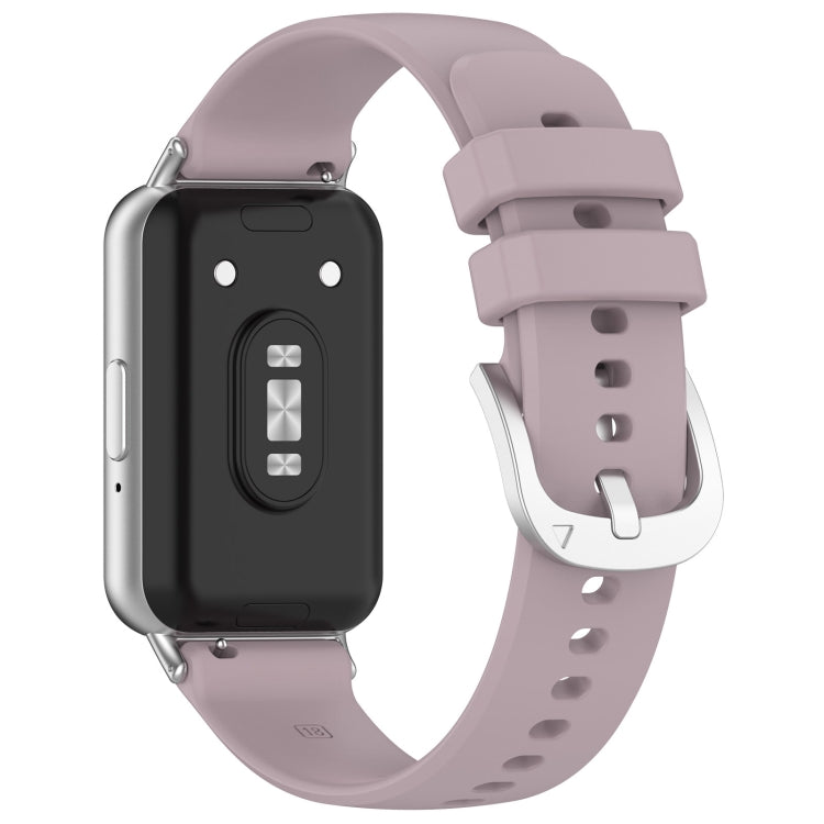 For Samsung Galaxy Fit 3 SM-R390 Metal Connector Liquid Glossy Silicone Watch Band(Purple) - Watch Bands by PMC TechLife | Online Shopping South Africa | PMC TechLife