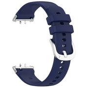 For Samsung Galaxy Fit 3 SM-R390 Metal Connector Liquid Glossy Silicone Watch Band(Dark Blue)
