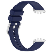 For Samsung Galaxy Fit 3 SM-R390 Metal Connector Liquid Glossy Silicone Watch Band(Dark Blue)