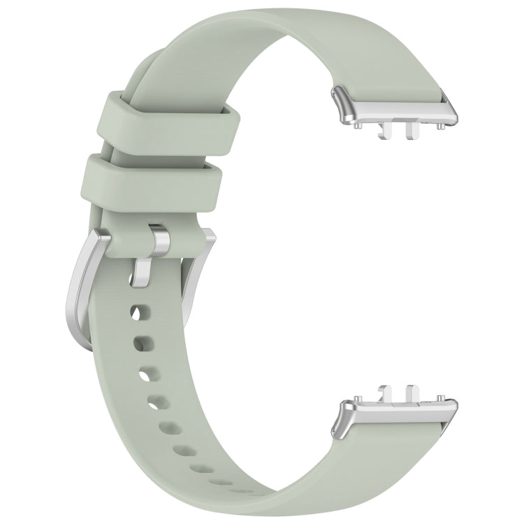 For Samsung Galaxy Fit 3 SM-R390 Metal Connector Liquid Glossy Silicone Watch Band(Green) - Watch Bands by PMC TechLife | Online Shopping South Africa | PMC TechLife