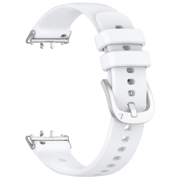 For Samsung Galaxy Fit 3 SM-R390 Metal Connector Liquid Glossy Silicone Watch Band(White) - Watch Bands by PMC TechLife | Online Shopping South Africa | PMC TechLife