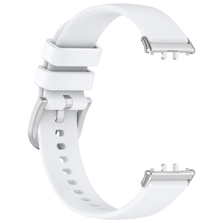 For Samsung Galaxy Fit 3 SM-R390 Metal Connector Liquid Glossy Silicone Watch Band(White)