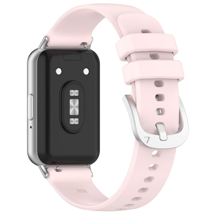 For Samsung Galaxy Fit 3 SM-R390 Metal Connector Liquid Glossy Silicone Watch Band(Light Pink) - Watch Bands by PMC TechLife | Online Shopping South Africa | PMC TechLife