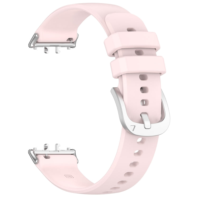 For Samsung Galaxy Fit 3 SM-R390 Metal Connector Liquid Glossy Silicone Watch Band(Light Pink) - Watch Bands by PMC TechLife | Online Shopping South Africa | PMC TechLife