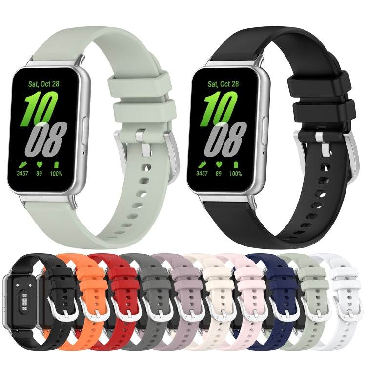 For Samsung Galaxy Fit 3 SM-R390 Metal Connector Liquid Glossy Silicone Watch Band(Black)