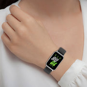 For Samsung Galaxy Fit 3 SM-R390 Metal Connector Liquid Glossy Silicone Watch Band(Black)