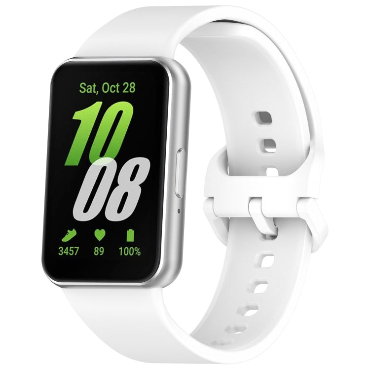 For Samsung Galaxy Fit 3 SM-R390 Solid Color Buckle Silicone Watch Band(White) - Watch Bands by PMC TechLife | Online Shopping South Africa | PMC TechLife