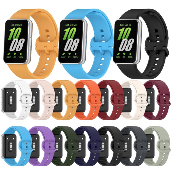 For Samsung Galaxy Fit 3 SM-R390 Solid Color Buckle Silicone Watch Band(Dark Gray)