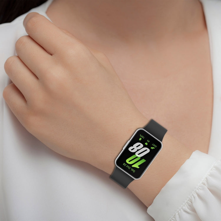 For Samsung Galaxy Fit 3 SM-R390 Solid Color Buckle Silicone Watch Band(Gray Green)
