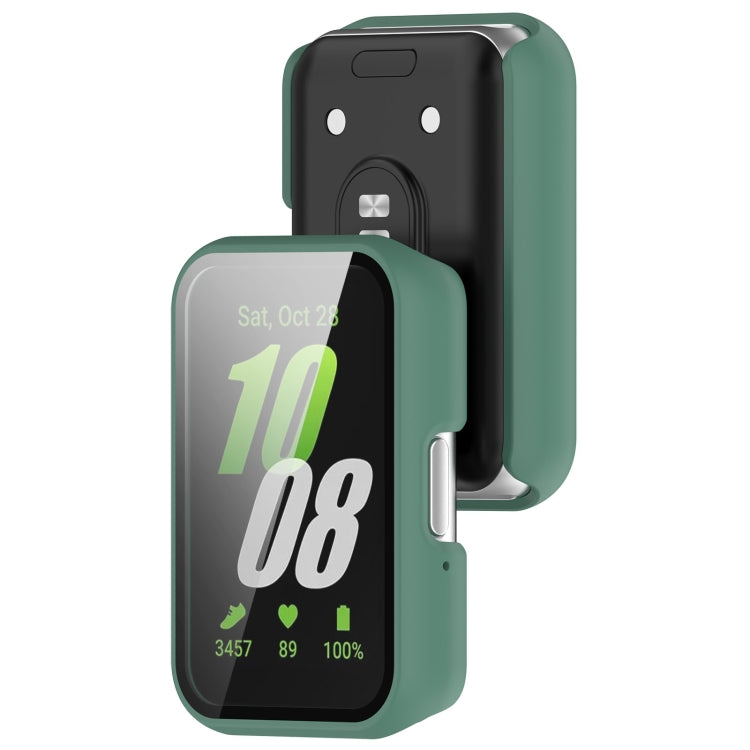 For Samsung Galaxy Fit 3 SM-R390 PC + Tempered Glass Film Integrated Watch Protective Case(Green) - Watch Cases by PMC TechLife | Online Shopping South Africa | PMC TechLife