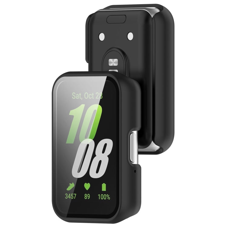 For Samsung Galaxy Fit 3 SM-R390 PC + Tempered Glass Film Integrated Watch Protective Case(Black) - Watch Cases by PMC TechLife | Online Shopping South Africa | PMC TechLife | Buy Now Pay Later Mobicred