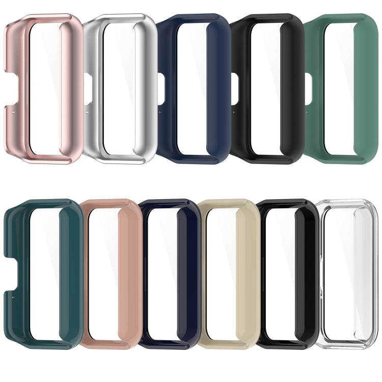 For Samsung Galaxy Fit 3 SM-R390 PC + Tempered Glass Film Integrated Watch Protective Case(Pine Green)