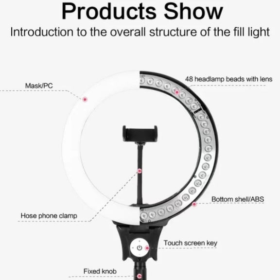 JMARY FM-12R Photography LED Fill Light 12-inch Video Recording Ring Light(US Plug)