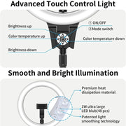 JMARY FM-12R Photography LED Fill Light 12-inch Video Recording Ring Light(EU Plug)
