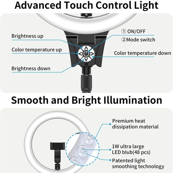 JMARY FM-12R Photography LED Fill Light 12-inch Video Recording Ring Light(EU Plug)