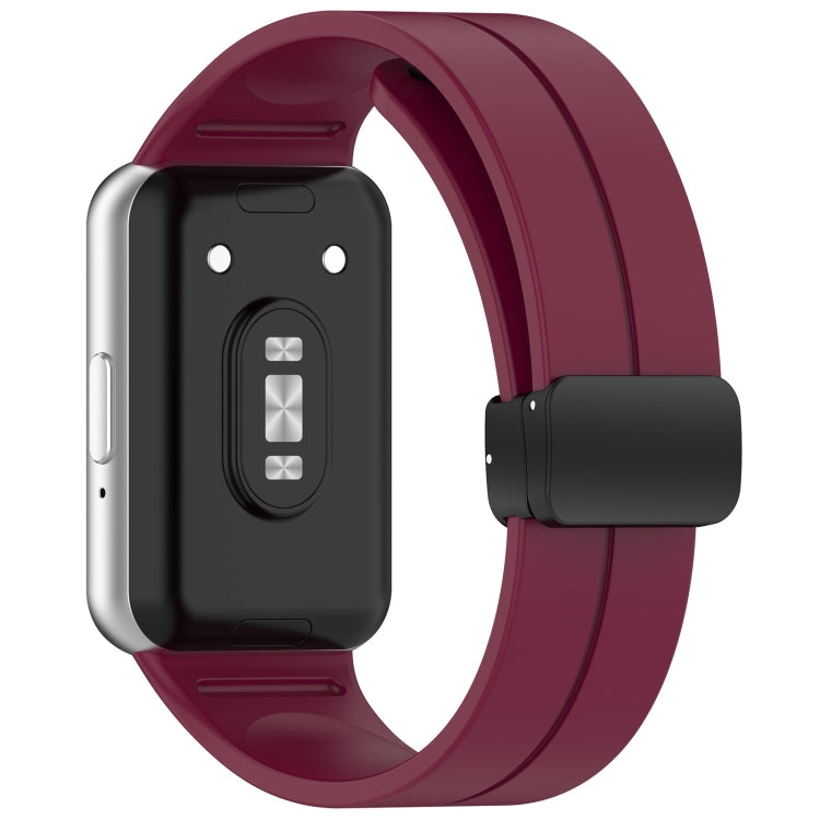 For Samsung Galaxy Fit 3 SM-R390 Magnetic Folding Buckle Silicone Watch Band(Wine Red) - Watch Bands by PMC TechLife | Online Shopping South Africa | PMC TechLife