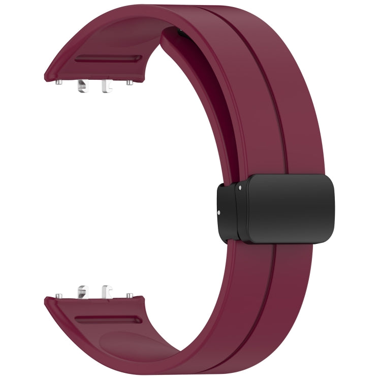 For Samsung Galaxy Fit 3 SM-R390 Magnetic Folding Buckle Silicone Watch Band(Wine Red) - Watch Bands by PMC TechLife | Online Shopping South Africa | PMC TechLife