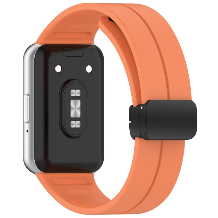For Samsung Galaxy Fit 3 SM-R390 Magnetic Folding Buckle Silicone Watch Band(Orange) - Watch Bands by PMC TechLife | Online Shopping South Africa | PMC TechLife
