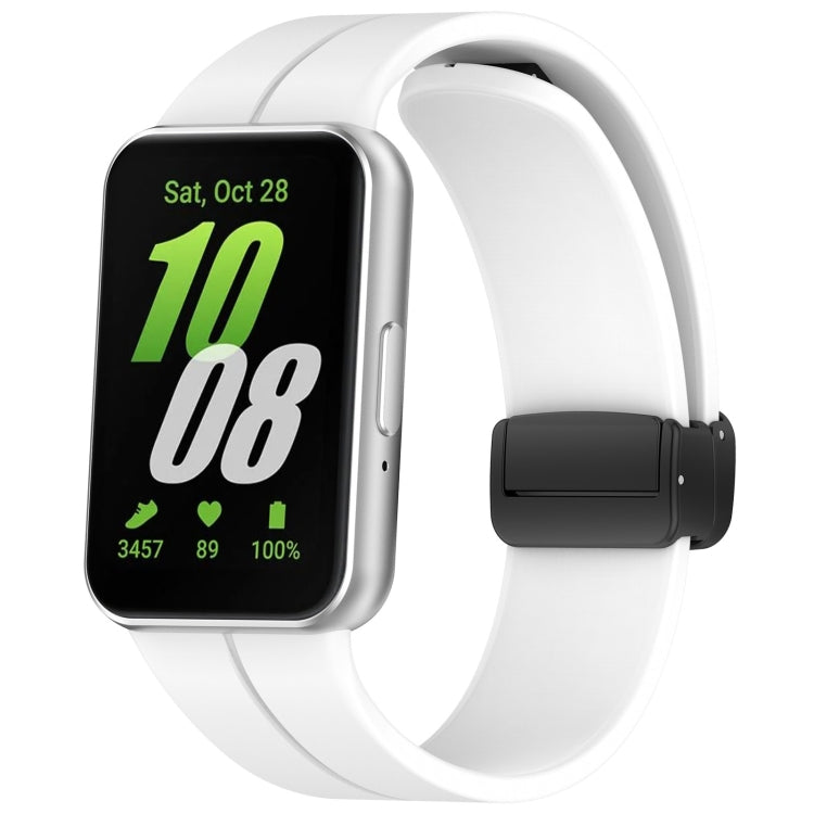 For Samsung Galaxy Fit 3 SM-R390 Magnetic Folding Buckle Silicone Watch Band(White) - Watch Bands by PMC TechLife | Online Shopping South Africa | PMC TechLife